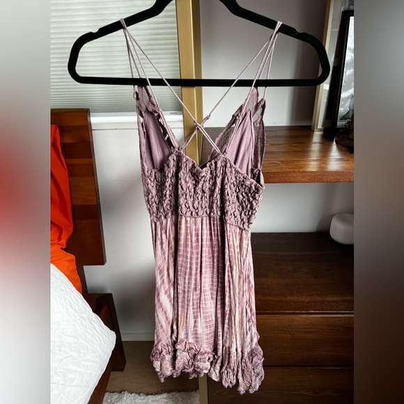 Free People Adella Tie Dye Slip Dress in Plum - Picture 3 of 4